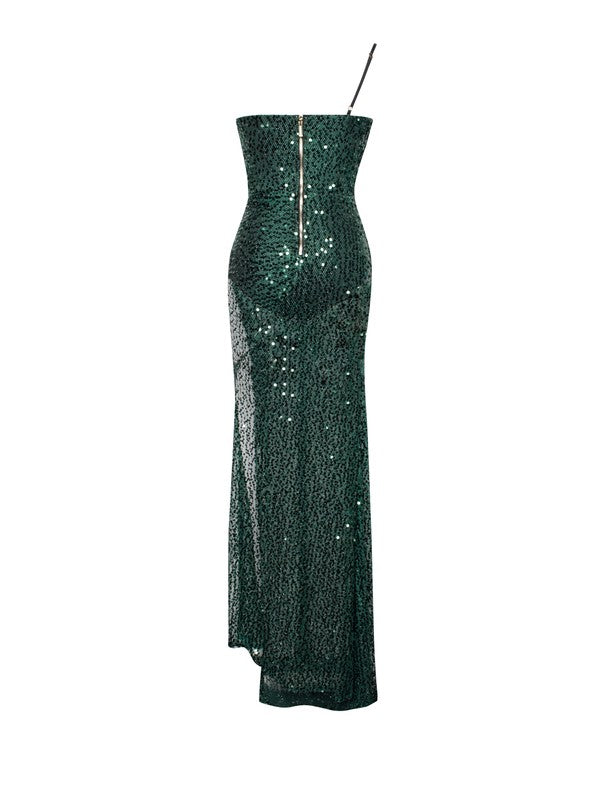 Miss. Cricle Umme Sequin Emerald Green Gown