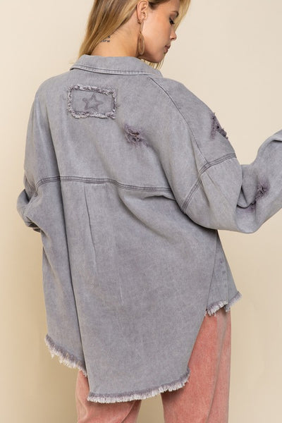 Fringe Distressed Oversized Jacket