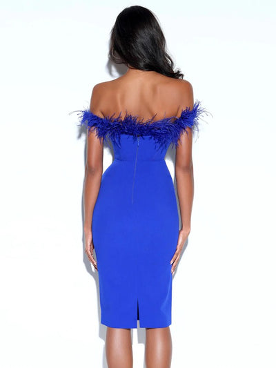 Miss. Circle Ophelia Royal Blue Feather Corset Dress