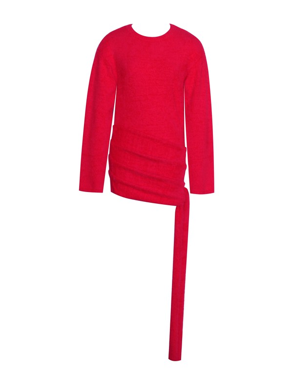 Miss. Circle Keira Red Knit Long Sleeve Backless Sweater Dress