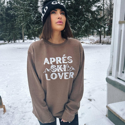 Aspen Ski Lover Brown Oversized Pullover
