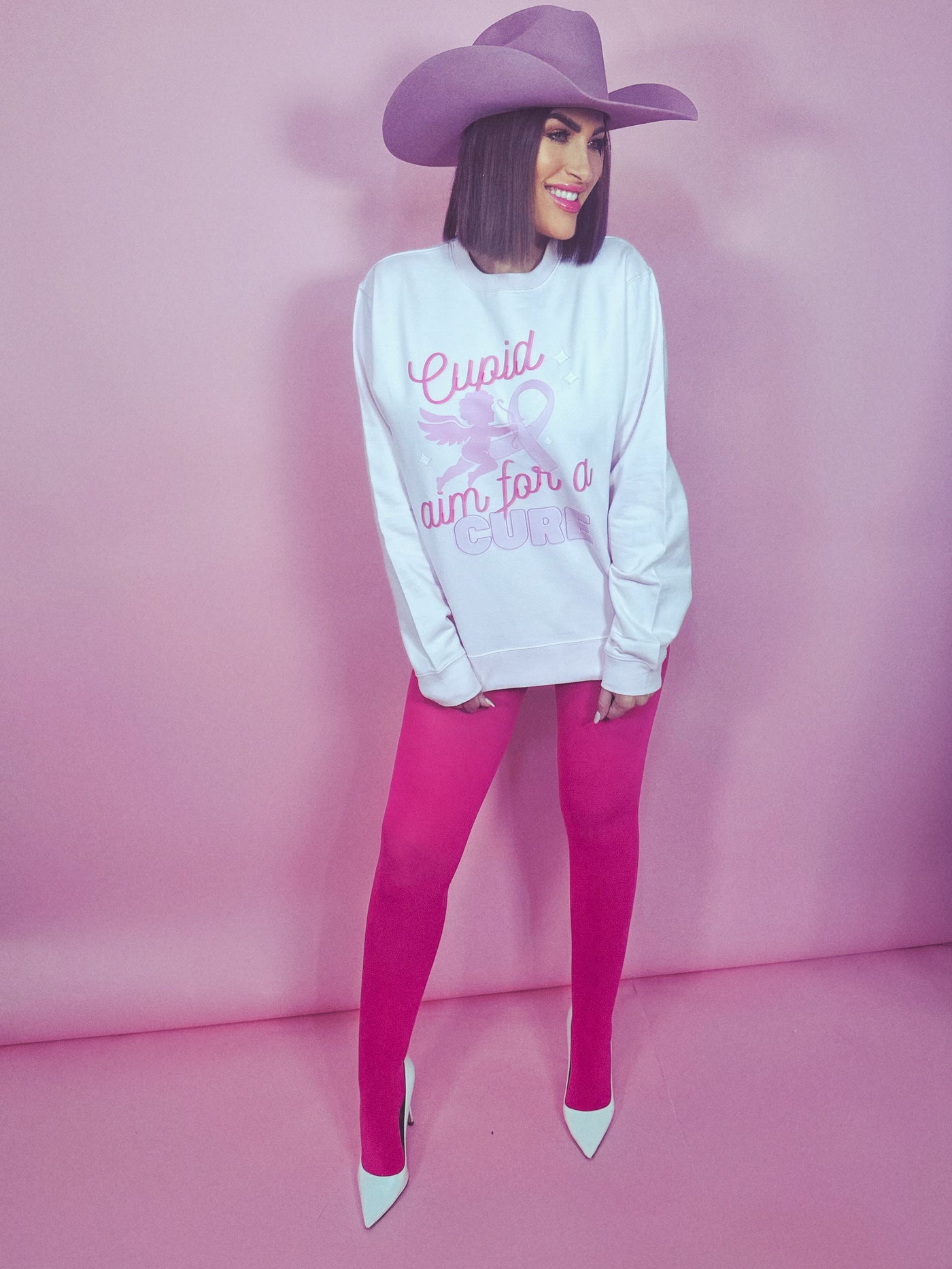 Cupid Aim For A Cure Pink Breast Cancer Valentines Pullover