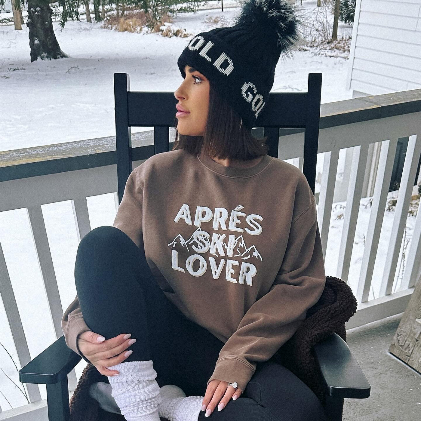 Aspen Ski Lover Brown Oversized Pullover
