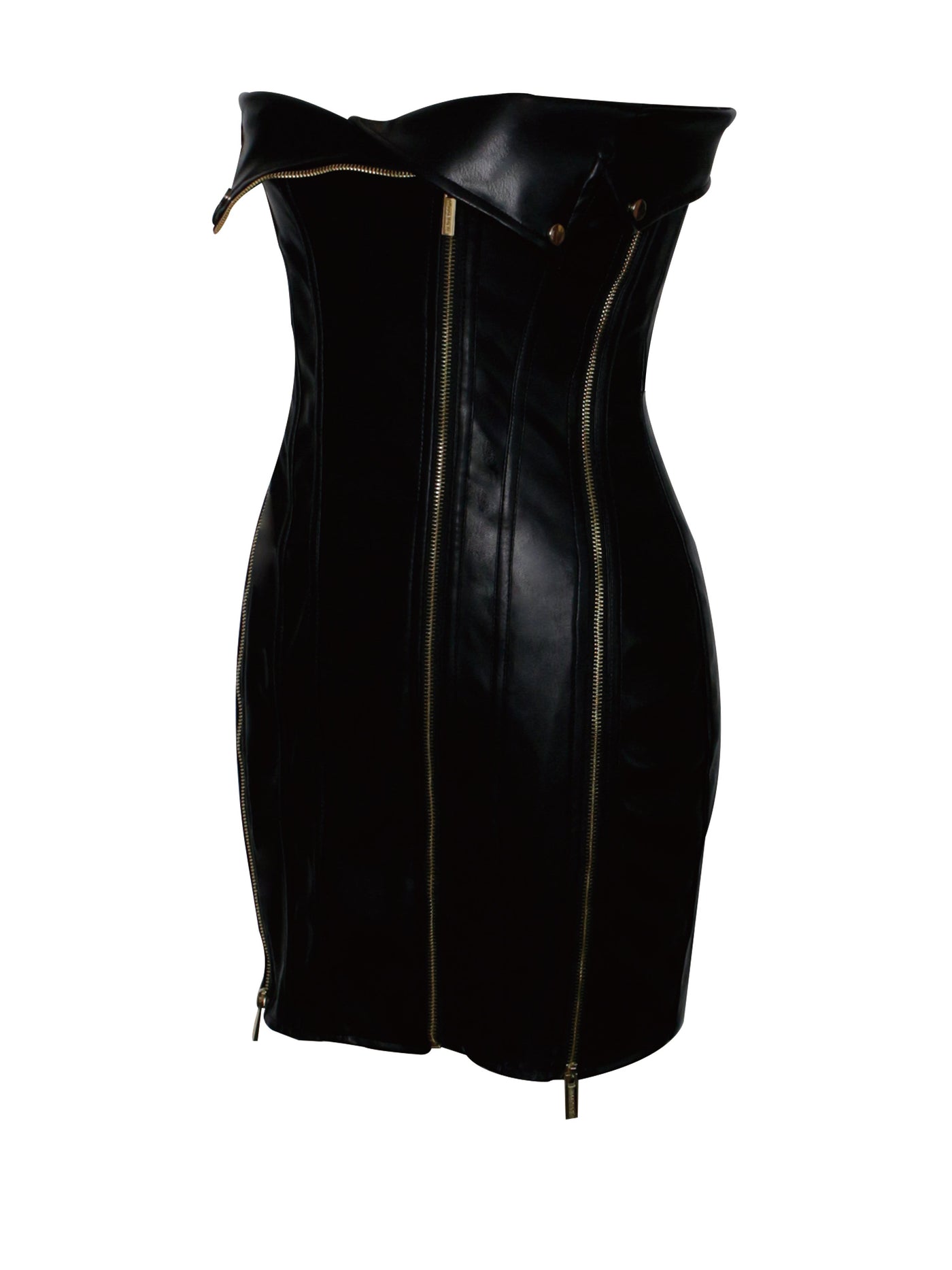 Annora Black Leather Mini Dress