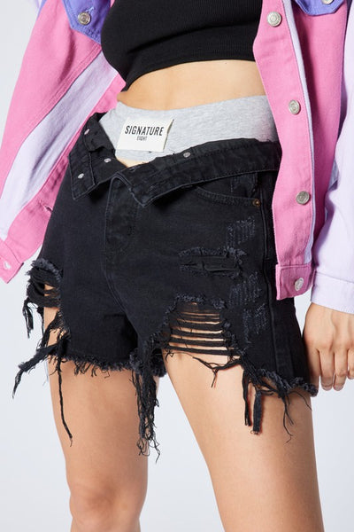 black-distressed-ripped-shorts-by-shameless-collection