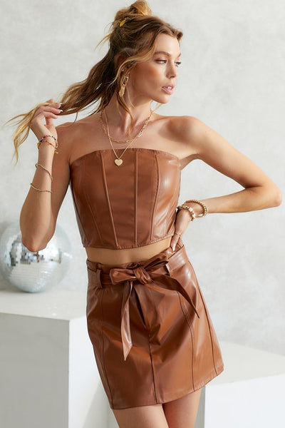 brown-faux-leather-strapless-corset-top