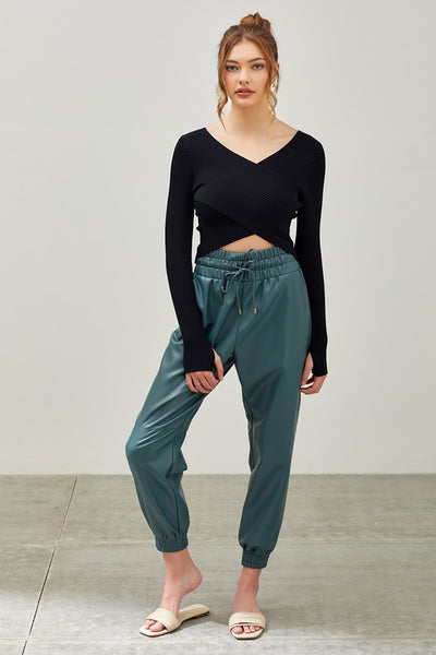 teal-vegan-faux-leather-jogger-pants-shameless-collection
