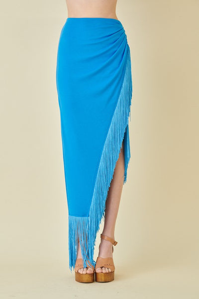 Sarasota fringe wrap maxi skirt