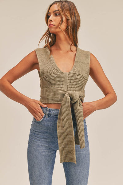 Molly Knit Sweater Self Tie Multi Way Crop Top