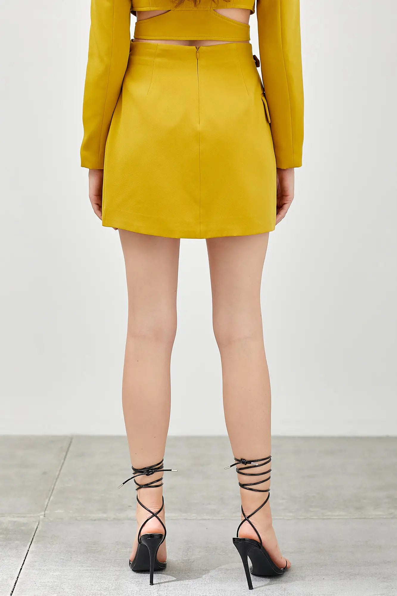 Dani Buckle Mini Skirt Mustard Yellow