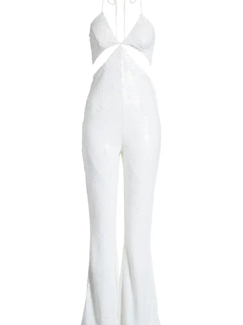 white-sequin-cutout-jumpsuit