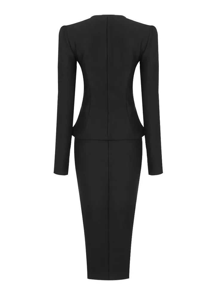 Elle Runway Black Skirt Suit Set