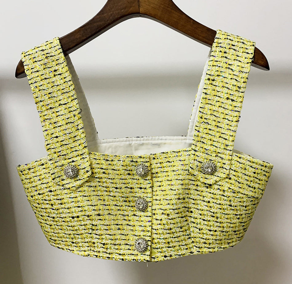 yellow-tweed-three-piece-set-with-crop-top-blazer-and-skirt