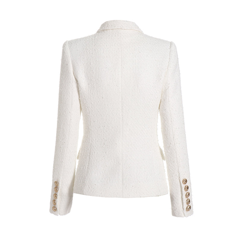 white-bride-to-be-blazer-with-gold-buttons-high-fashion-tweed-boss-babe-shameless-collection