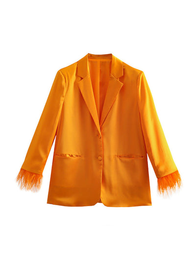 orange-feather-cuff-satin-blazer-the-shameless-collection