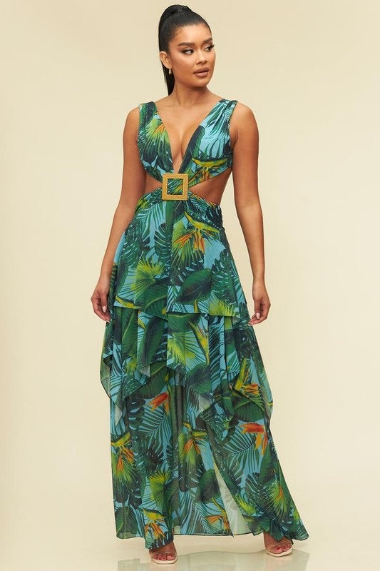 green-tropical-maxi-dress-cut-out-summer-fashion-shameless-collection