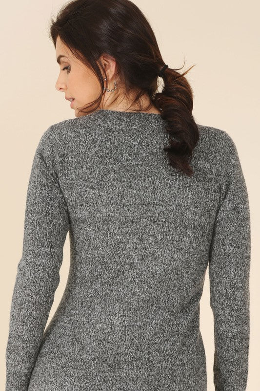 V-neck sweater maxi dress with slit