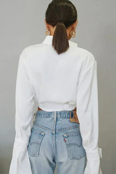 White Long Sleeve Crop Top *limited*