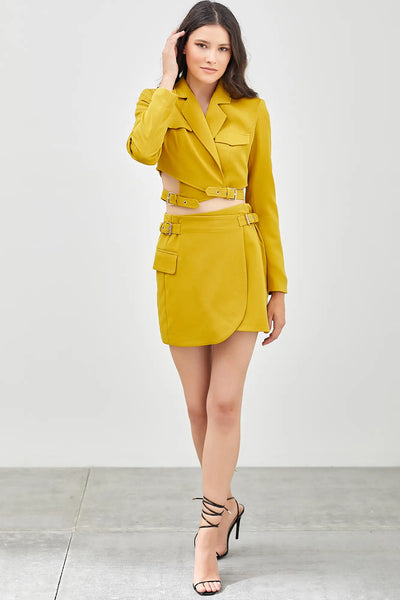 Dani Buckle Mini Skirt Mustard Yellow