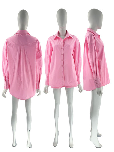 Julie Oversize Long Sleeve Button Up Shirt and Short Set