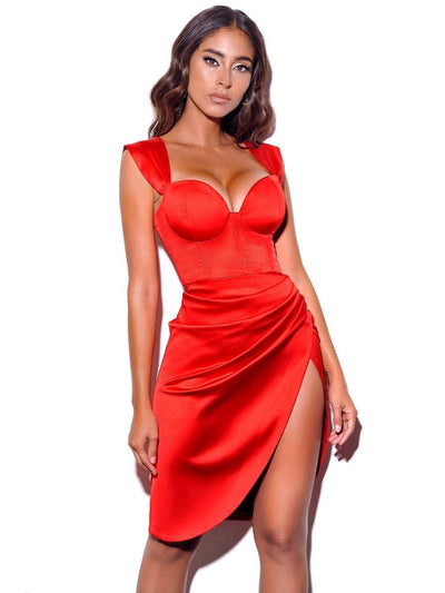 red-satin-corset-mini-dress-with-slit-by-the-shameless-collection