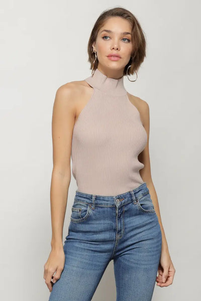 Danielle Ribbed Knit Turtle Neck Sleeveless Top *limited*